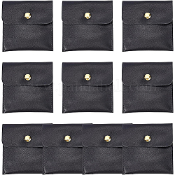 Benecreat 10 Stück schwarzer Schmuckbeutel aus PU-Leder, 3x3 Zoll quadratische kleine Reisetasche mit Druckknopf für Festivals, Geschenkverpackungsbeutel für Hochzeitsfeiern