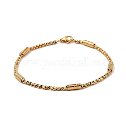 Placage sous vide 304 colonne en acier inoxydable bracelets de chaîne à maillons perlés, bracelet chaînes de boîte, or, 8-1/4 pouce (21.1 cm)