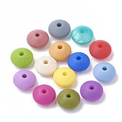 Food Grade Eco-Friendly Silicone Beads, Chewing Beads For Teethers, DIY Nursing Necklaces Making, Rondelle, Mixed Color, 12x6~7mm, Hole: 2mm