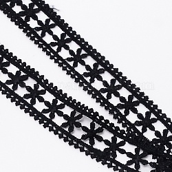 El base del cordón, adornos de borde de cinta de encaje de poliéster, para coser y decorar bodas nupciales, negro, 1 pulgada (25 mm), aproximamente 20yards / tarjeta (18.288m / tarjeta)