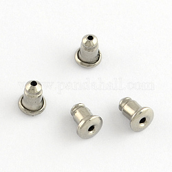 304 Stainless Steel Ear Nuts, Bullet Earring Backs, Stainless Steel Color, 6x5.5x5.5mm, Hole: 1mm