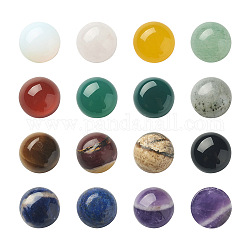 Fashewelry 30 pz 15 stile cabochon di pietre preziose naturali e sintetiche, mezzo tondo, 10x4~5mm, 2pcs / style