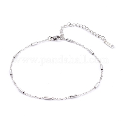 304 chaîne de cheville en acier inoxydable, avec des perles tubulaires, couleur inoxydable, 8-5/8 pouce (22 cm)