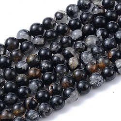 Naturali nera perle di tormalina fili, tondo, 8mm, Foro: 0.8 mm, circa 48pcs/filo, 15.3 pollici (39 cm)