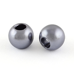 ABS Plastic Imitation Pearl European Beads, Large Hole Rondelle Beads, Slate Gray, 11.5~12x10mm, Hole: 4~5mm, about 780pcs/500g