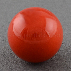Shell Beads, Imitation Pearl Bead, Grade A, Half Drilled Hole, Round, Orange Red, 14mm, Hole: 1mm