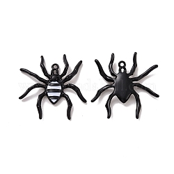Halloween rack placage alliage émail pandants, charme d'araignée, électrophorèse noir, 36.5x35.5x4.5mm, Trou: 1.7mm