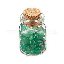 Decorazione della bottiglia dei desideri in vetro trasparente, bottiglie di guarigione dei chakra, bilanciamento delle pietre preziose wicca, con perline di avventurina verde naturale, 22x34mm, perle di chip: 1~8x1.5~10x1~7mm