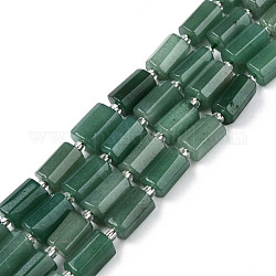 Chapelets de perles en aventurine vert naturel, avec des perles de rocaille, facette, colonne, 8.5~12x5.5~7.5x4.5~7mm, Trou: 1.2mm, Environ 15~16 pcs/chapelet, 7.09 pouce ~ 7.68 pouces (18~19.5 cm)