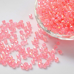 Perles acryliques transparentes écologiques plaquées couleur bicône ab, facette, rose, 4x4mm, Trou: 1mm, environ 1660 pcs/50 g