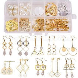 SUNNYCLUE DIY Earring Making, with 304 Stainless Steel Stud Earring Components/Charms/Links/Linking Rings, Brass Linking Rings and Brass Cable Chains, Mixed Color, 13.5x7x3cm
