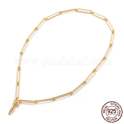 925 Halskette mit Büroklammerkette aus Sterlingsilber, mit Federring Verschlüsse, golden, 16-1/8 Zoll (41 cm)
