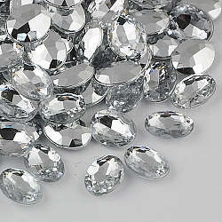 Cabochons de acrílico del Diamante de imitación de Taiwán, imitación de diamante de imitación, facetados, oval, Claro, 14x10x4mm