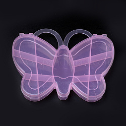 Recipientes de almacenamiento de abalorios de plástico de la mariposa, 13 compartimentos, rosa, 11.2x13.8x1.9 cm