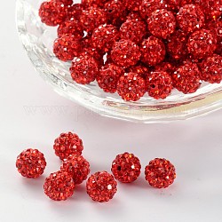Perles de boule pavé disco , Perles de strass en argile polymère, Grade a, ronde, light siam, pp12 (1.8~1.9mm), 8mm, Trou: 1mm