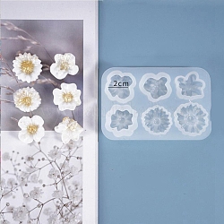 DIY Blume Silikonformen, für die Herstellung von UV-Harz & Epoxidharz Schmuck, weiß, 84x56x11 mm, Innengröße: 14~22.5x14~22.5 mm