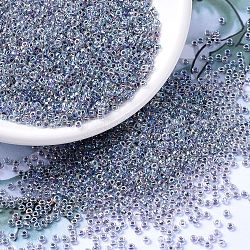 MIYUKI Round Rocailles Beads, Japanese Seed Beads, 11/0, (RR286) Light Amethyst Lined Crystal AB, 2x1.3mm, Hole: 0.8mm, about 1111pcs/10g