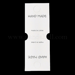 Сложите картонные бумажные карточки для демонстрации ювелирных изделий для хранения ожерелий и браслетов, прямоугольник с ручным управлением, белые, 13.9x5x0.05 см, отверстие : 13.5 мм