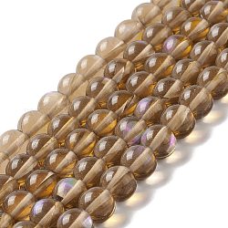 Chapelets de perles en pierre de lune synthétique, ronde, Pérou, 8mm, Trou: 1mm, Environ 48 pcs/chapelet, 14.57''~15.35'' (37~39 cm)