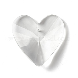 Verre transparent gros pendentifs, pour lustre pendentifs suspendus en cristal, facette, cœur, clair, 55x56.5x18mm, Trou: 1.8mm