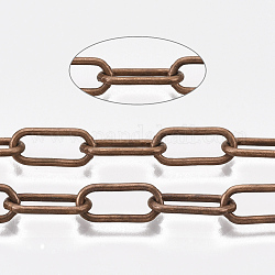 Cadenas de clips de hierro sin soldar, cadenas portacables alargadas estiradas, con carrete, cobre rojo, 12.5x5.6x1.2mm, aproximadamente 82.02 pie (25 m) / rollo