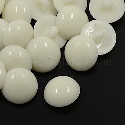 Boutons de dôme en acrylique, 1-trou, teinte, demi-rond, blanc, 18x6mm, Trou: 3mm