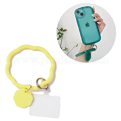 Lanière de téléphone à boucle en silicone, lanière de poignet avec porte-clés en plastique et alliage, jaune, 19.5 cm