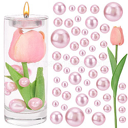 Benecreat Vasenfüller für schwimmende Herzstückkerzen, einschließlich künstlicher Tulpenblume aus Kunstleder, mit Kunststoffimitatperle ungebohrt/ohne Lochperlen, Mischfarbe, Perlen: 10~30 mm, 96 Stück, Blume: 330x68x36 mm, 4 Stück