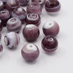 Handmade Lampwork Beads, Round, Purple, 12mm, Hole: 1~2mm