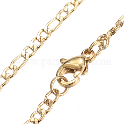 Baño de iones (ip) 304 collares de cadena figaro de acero inoxidable, con el corchete de la langosta, dorado, 19.7 pulgada (50 cm), 2.5mm