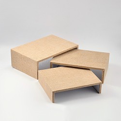 Holz-Schmuck-Displays, mit Hanf Tuch, Karton und Pappe, rauchig, 20~22x24~30x6~11 cm