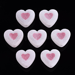 Branelli acrilici Flocky, perline in perline, cuore, rosso ciliegia, 16x18x11mm, Foro: 2 mm