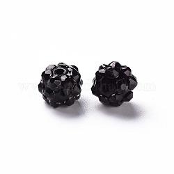 Resin Rhinestone Beads, with Acrylic Round Beads Inside, for Bubblegum Jewelry, Black, 10x8mm, Hole: 2~2.5mm