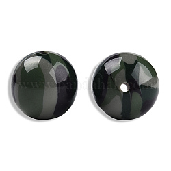 Abalorios de resina, de piedras preciosas de imitación, redondo, verde oliva oscuro, 19.5mm, agujero: 2~2.4 mm