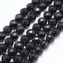 Natural Black Onyx Beads Strands, Dyed, Round, Faceted, 4mm, Hole: 0.5mm, about 97pcs/strand, 14.96 inch(38cm)