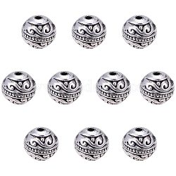 PandaHall Elite 60pcs 8mm Round Spacers Beads Tibetan Alloy Metal Charms Beads Antique Silver for Bracelet Jewelry Making, hole: 1.5mm