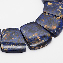Brins de perles synthétiques de lapis lazuli et de bronzite assemblés, trapèze, 16~35x24~29x6.5mm, Trou: 1.5mm, Environ 15 pcs/chapelet, 11.81 pouce