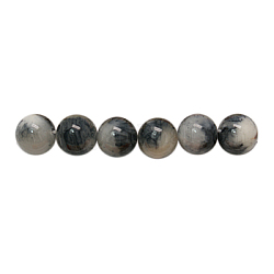 Бусины из натурального белого нефрита, окрашенные, круглые, темно-серый, 6 мм, отверстие : 1 мм, около 68 шт / нитка, 16 дюйм