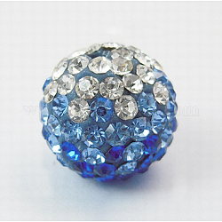 Ближний Восток шариков Rhinestone, с полимерной глиной, круглый Pave дискотечный шар бисер, Плут синий, Размер : диаметром около 10 мм , отверстие : 2 мм, горный хрусталь: pp13 (1.9~2мм).