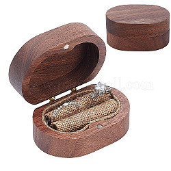 Fingerringboxen aus Holz, mit Innenfutter und Magnetverschluss, zum hochzeits-valentinstag, Oval, Kaffee, 7x4.95x3 cm