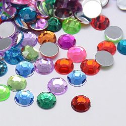 Faceted Half Round/Dome Acrylic Rhinestone Flat Back Cabochons, Mixed Color, 10x3mm