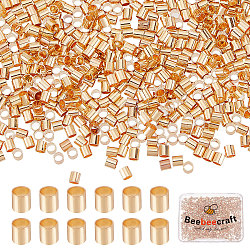 Beebeecraft 1 scatola 1000 pezzi perline a crimpare distanziatori per tubi placcati in oro 18k tappi terminali del cavo 2mm perline sciolte con piccoli tappi per orecchini collana