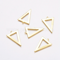 Acumular colgantes de chapado de latón, triángulo invertido, dorado, 28x18x1mm, agujero: 1.4 mm