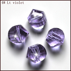 Perles d'imitation cristal autrichien, grade AAA, facette, polygone, lilas, 6mm, Trou: 0.7~0.9mm