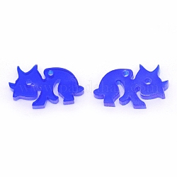 Ciondoli di resina, dinosauro, blu, 13x22x2.5mm, Foro: 1.5~1.6 mm