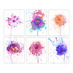 Chemical Fiber Oil Canvas Hanging Painting, Home Wall Decoration, Rectangle, Flower Pattern, 25x20cm, 1pc/style, 6 style, 6pcs/set