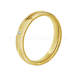 Anillo de dedo de acero inoxidable con patrón de flecha para mujer, con diamante de imitación, real 18k chapado en oro, nosotros tamaño 9 (18.9 mm)