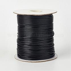 Экологически чистый корейский вощеный шнур из полиэстера, макраме ремесленная нить для изготовления ювелирных изделий, чёрные, 2 мм, о 90yards / рулон (80 м / рулон)