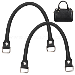WADORN PU Leather Purse Handles, 14.17 Inch Handbag Straps Replacement PU Leather Clutch Bag Handle Straps with Alloy Clasps for DIY Purse Bag Straps Replacement Accessories, Black