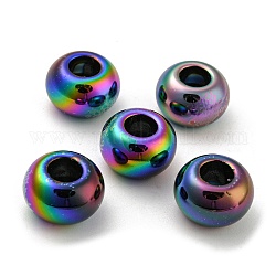 Uv perles acryliques de placage, iridescent, rondelle, arc-en-ciel plaqué, 13.5x8.5mm, Trou: 5.7mm